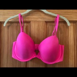 Cheery Pink Plunging, shapely bra!